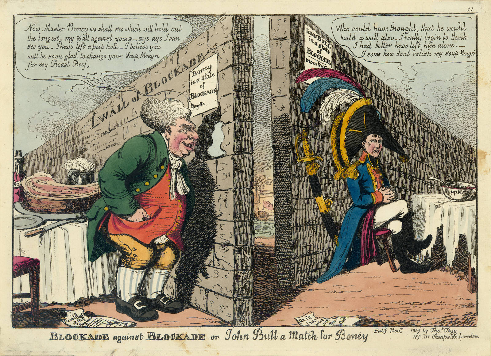 Blockade Against Blockade, a British satirical print of 1807 on the rival French and British blockades