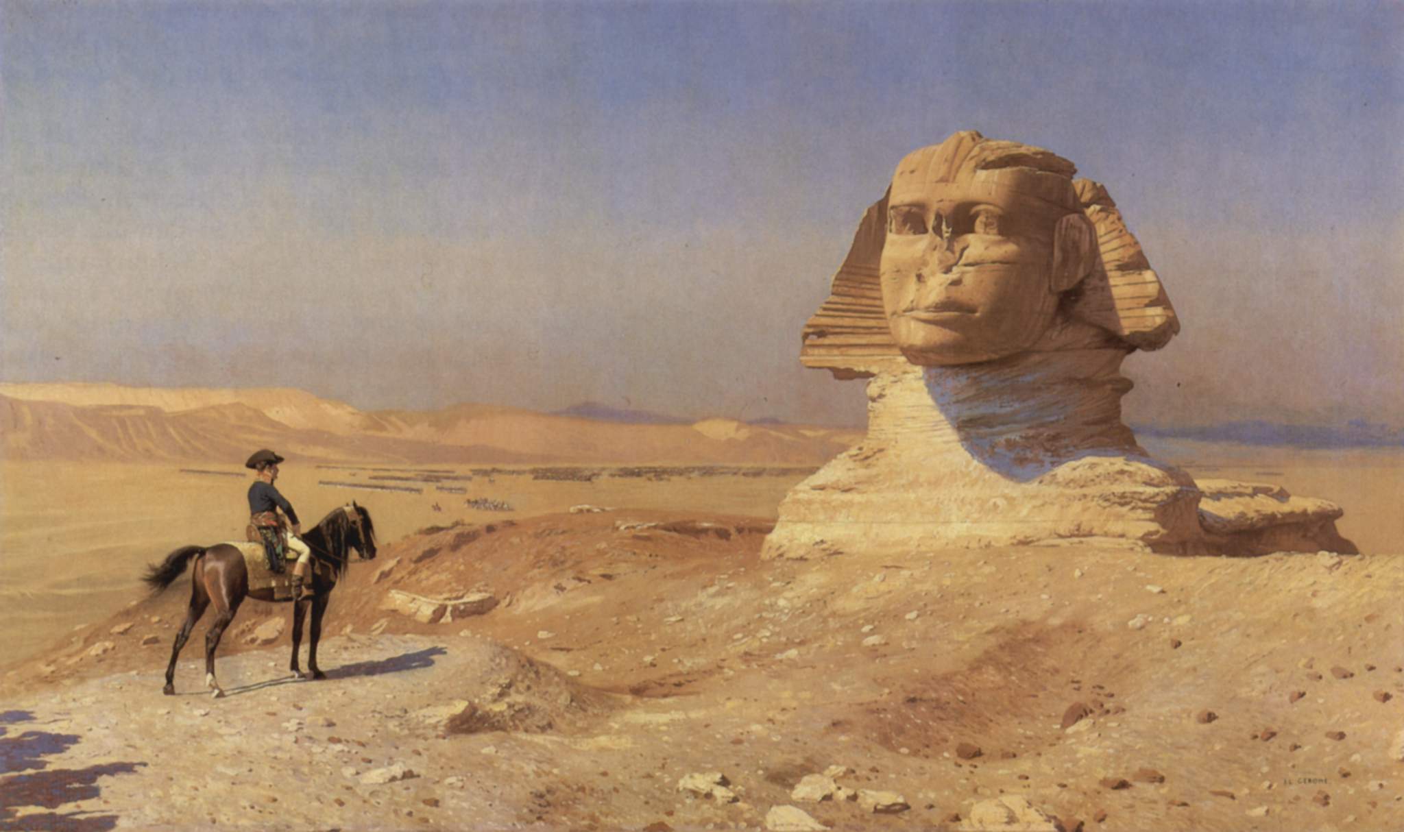 Jean-Léon Gérôme's painting Bonaparte Before the Sphinx, 1867–1868: Napoleon contemplating the Sphinx in Egypt