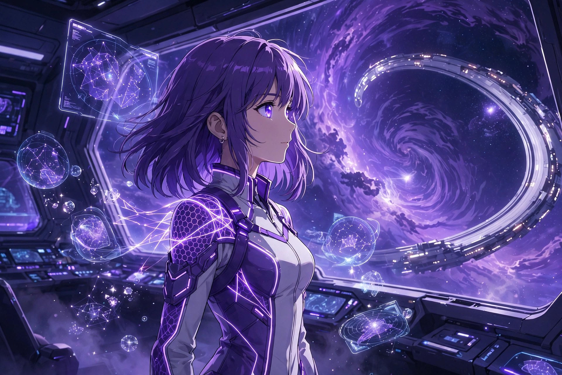 AI-generated scene of Neris Sen on the bridge of the SS Starlume