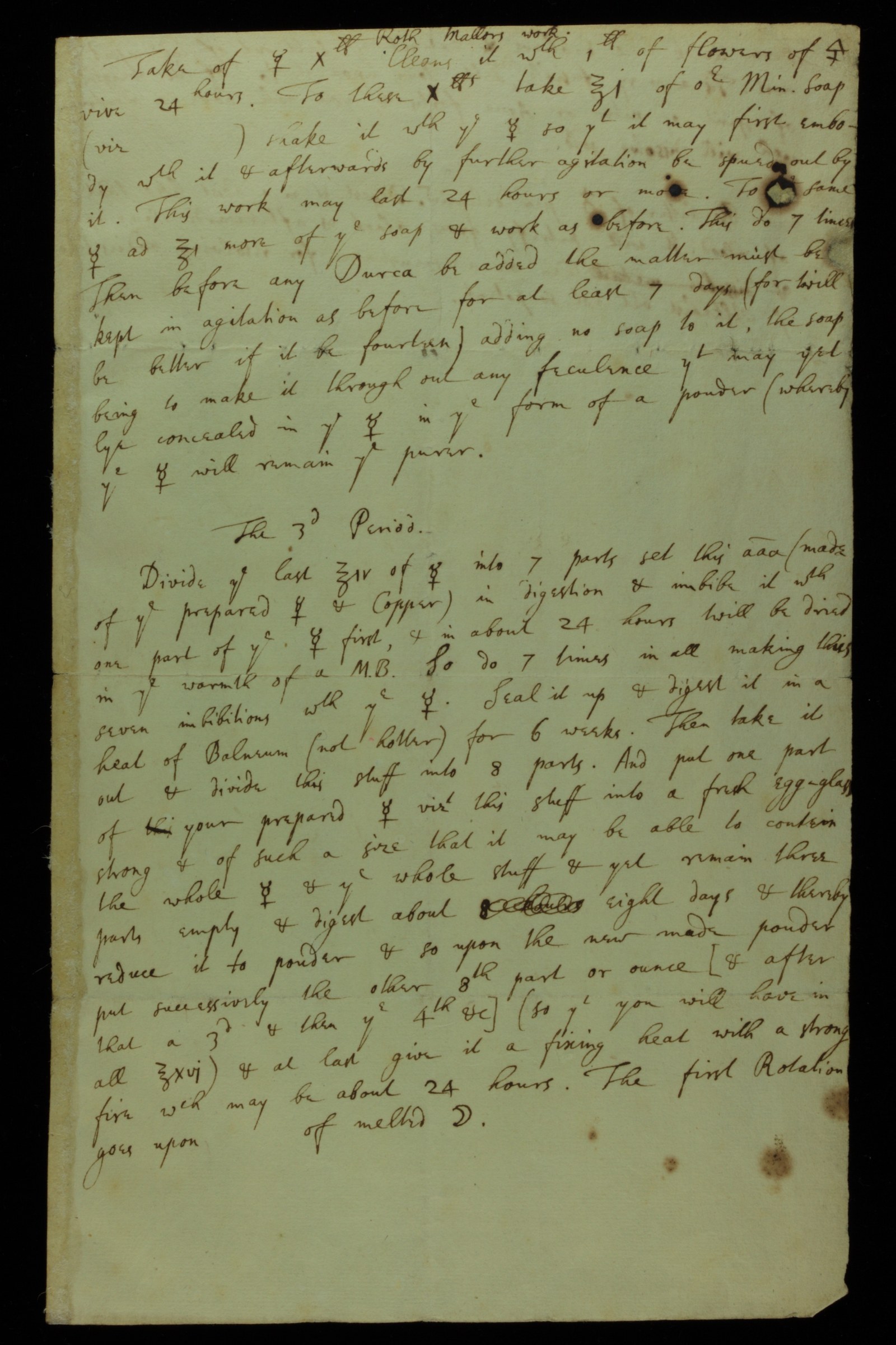 A page from one of Newton's alchemical manuscripts, in his dense handwritten script