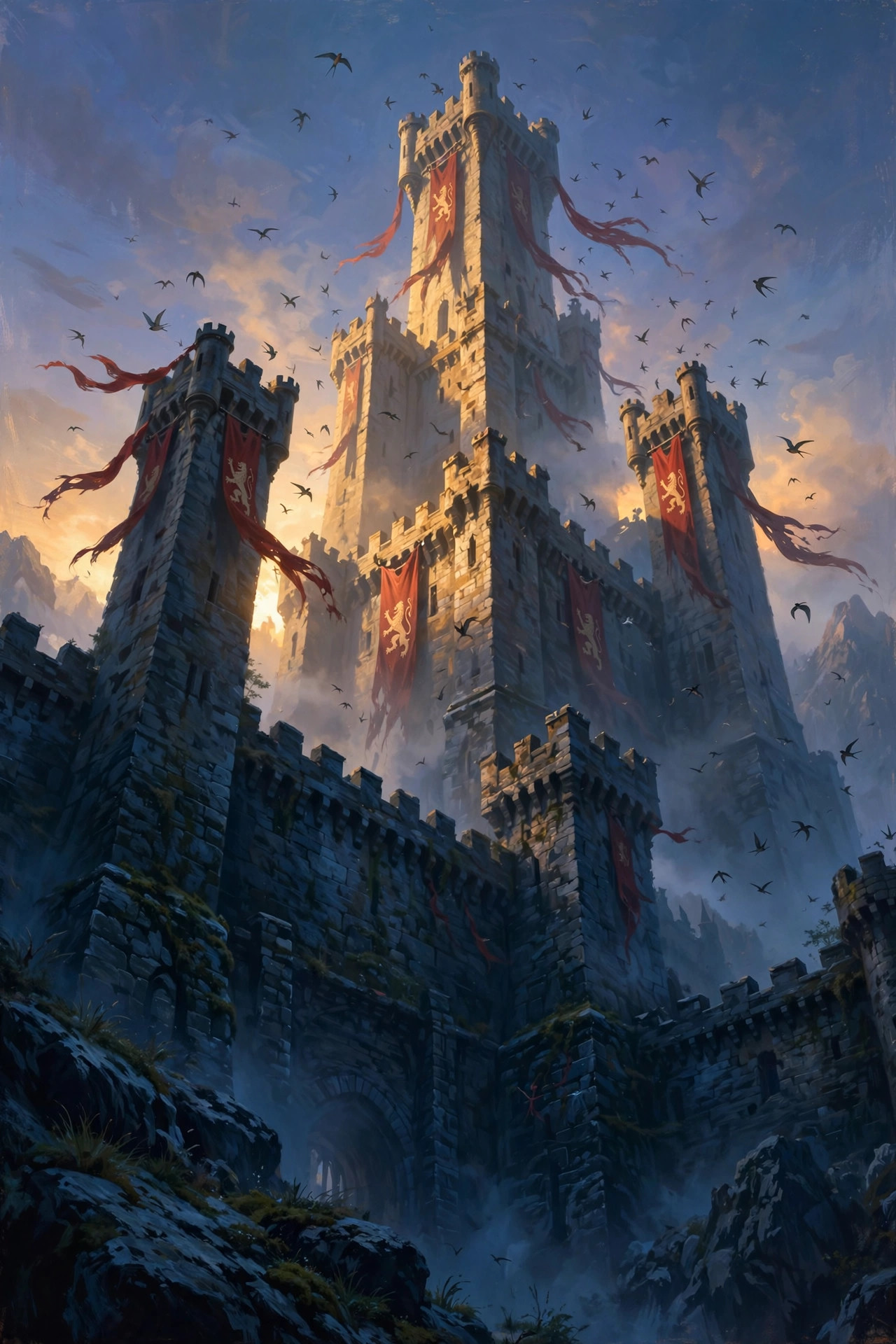 AI-generated dramatization: the towers of a Valdris border keep