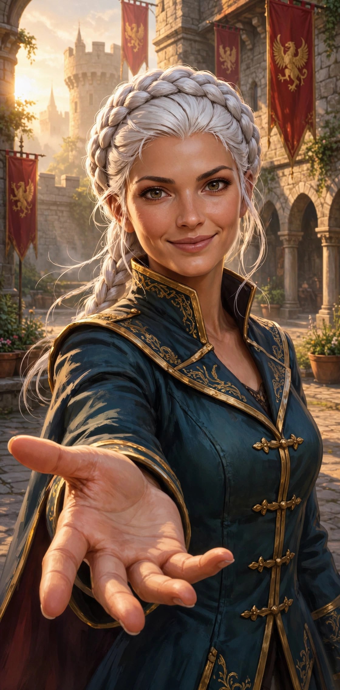 AI-generated dramatization: warm portrait of the Noble Commander