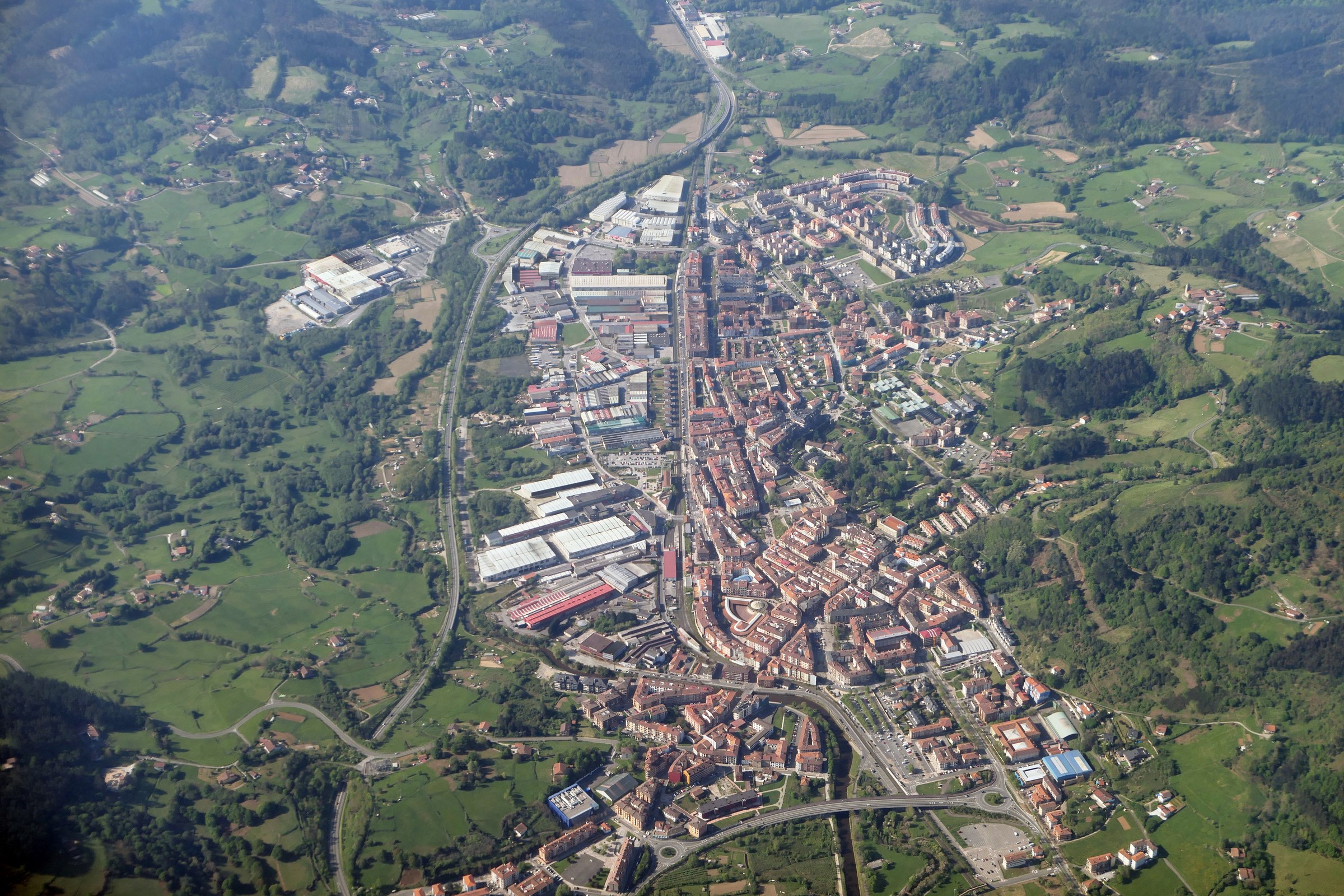 Aerial photograph of the town of Gernika in the Basque Country