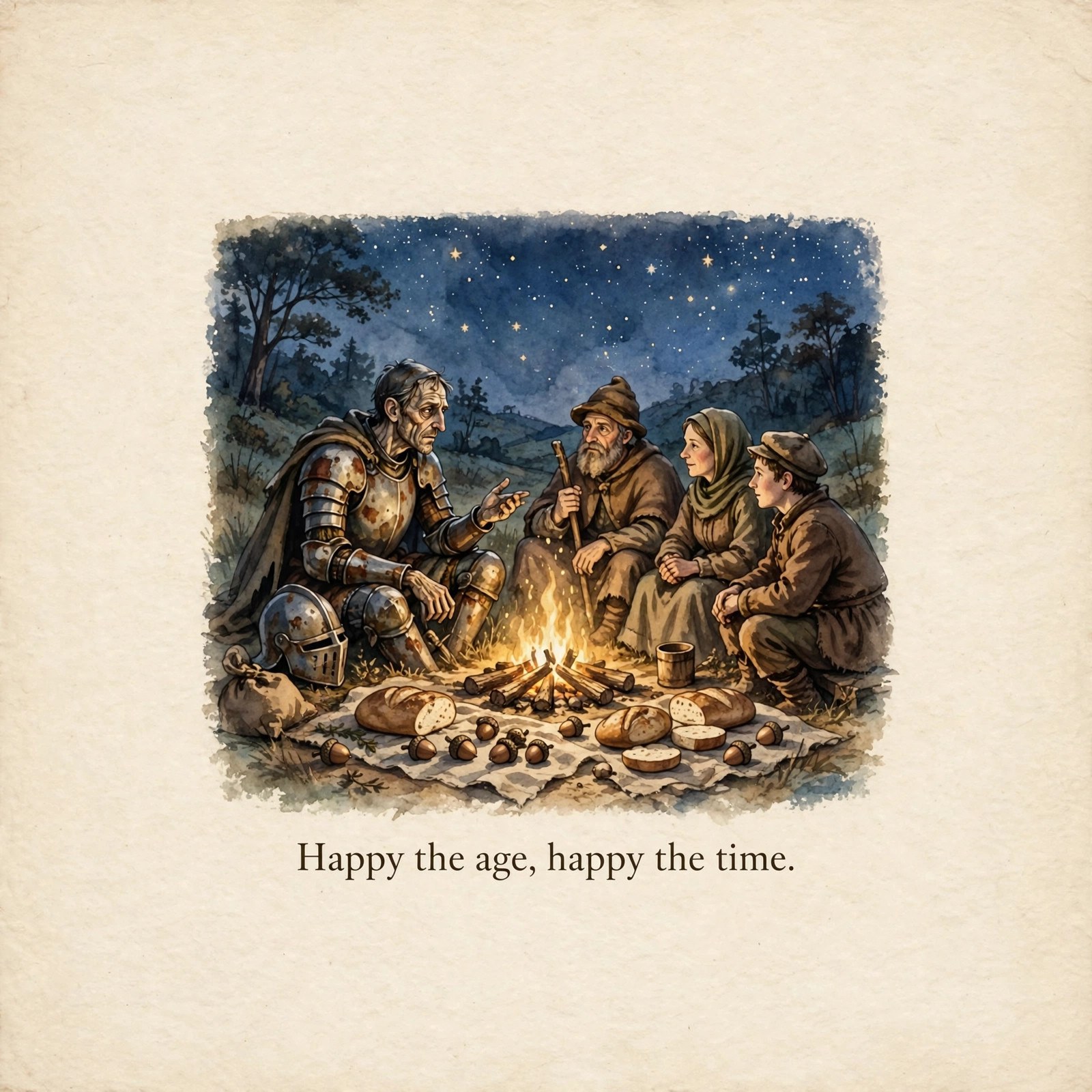 Golden Age speech card with goatherds at dusk.