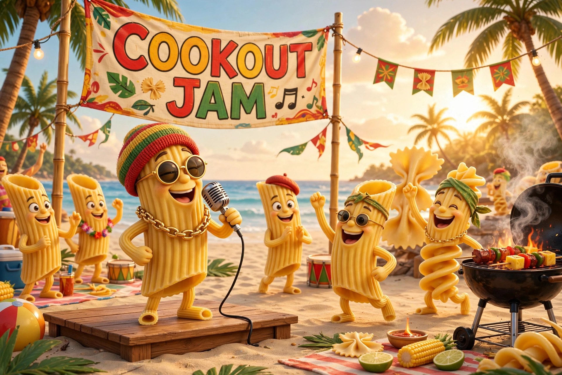 Rasta Pasta at the beach cookout jam episode