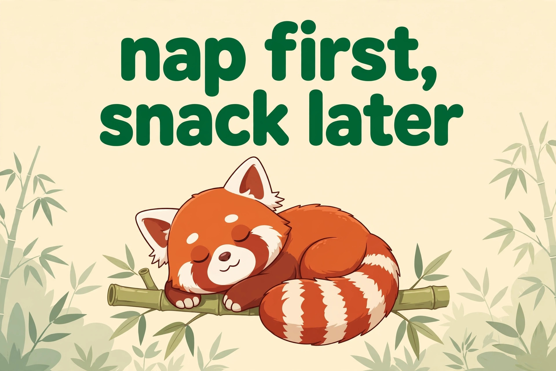 sleeping red panda poster with text