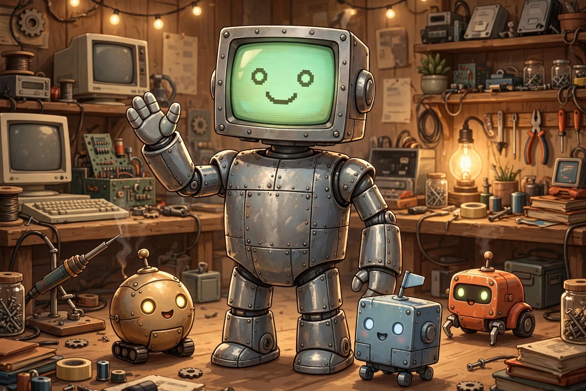 AI-generated dramatization art: Rivet with mini-robots