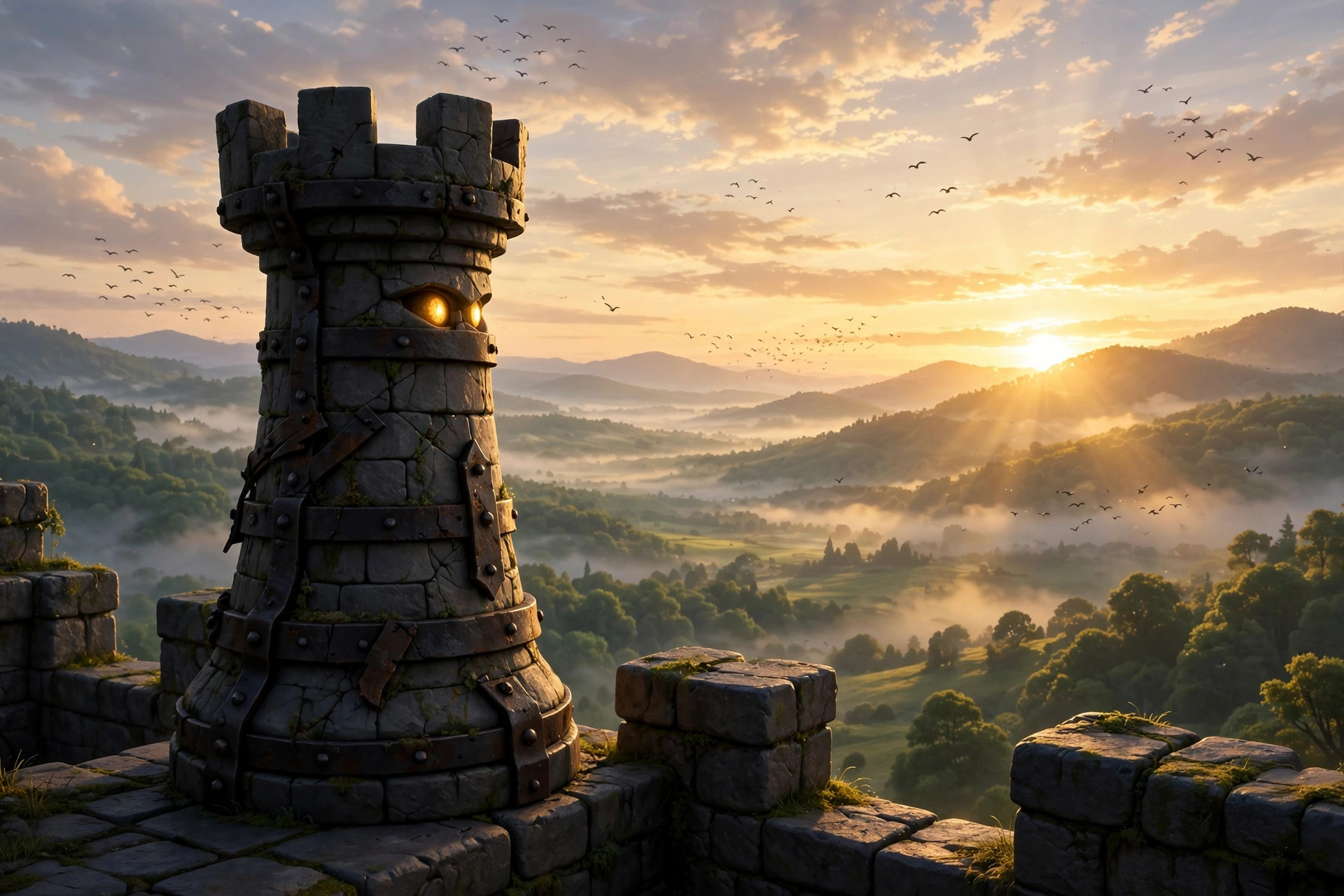 Rook watching the sunrise