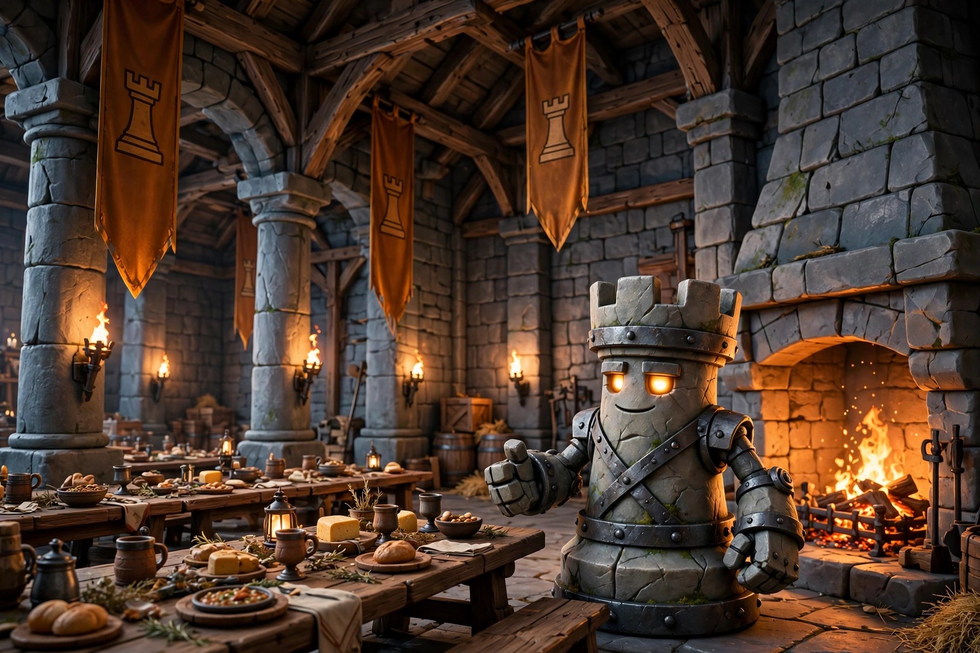 The torchlit Great Hall