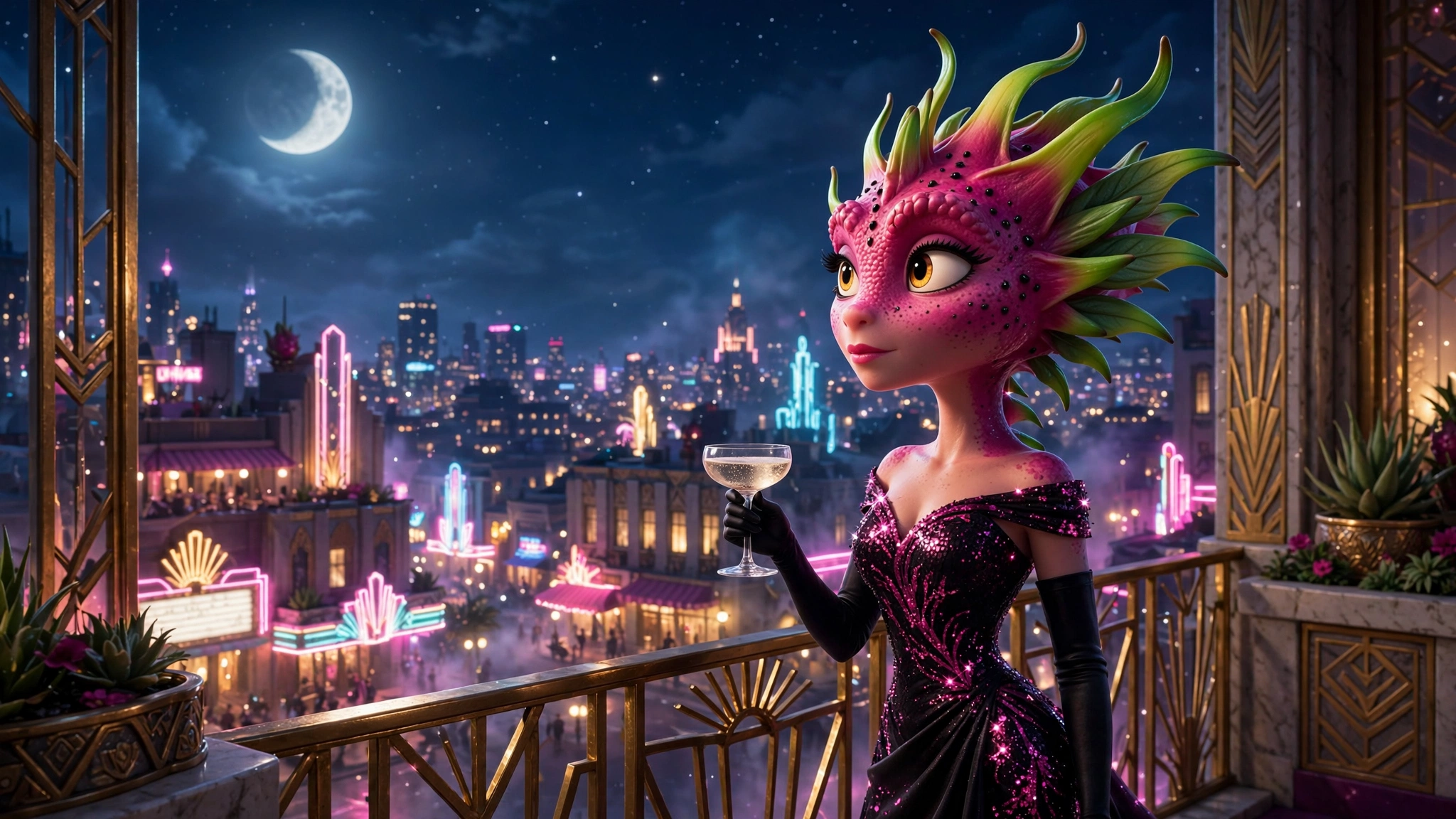 AI-generated dramatization art: Character moment 6 — Roxa Pitaya