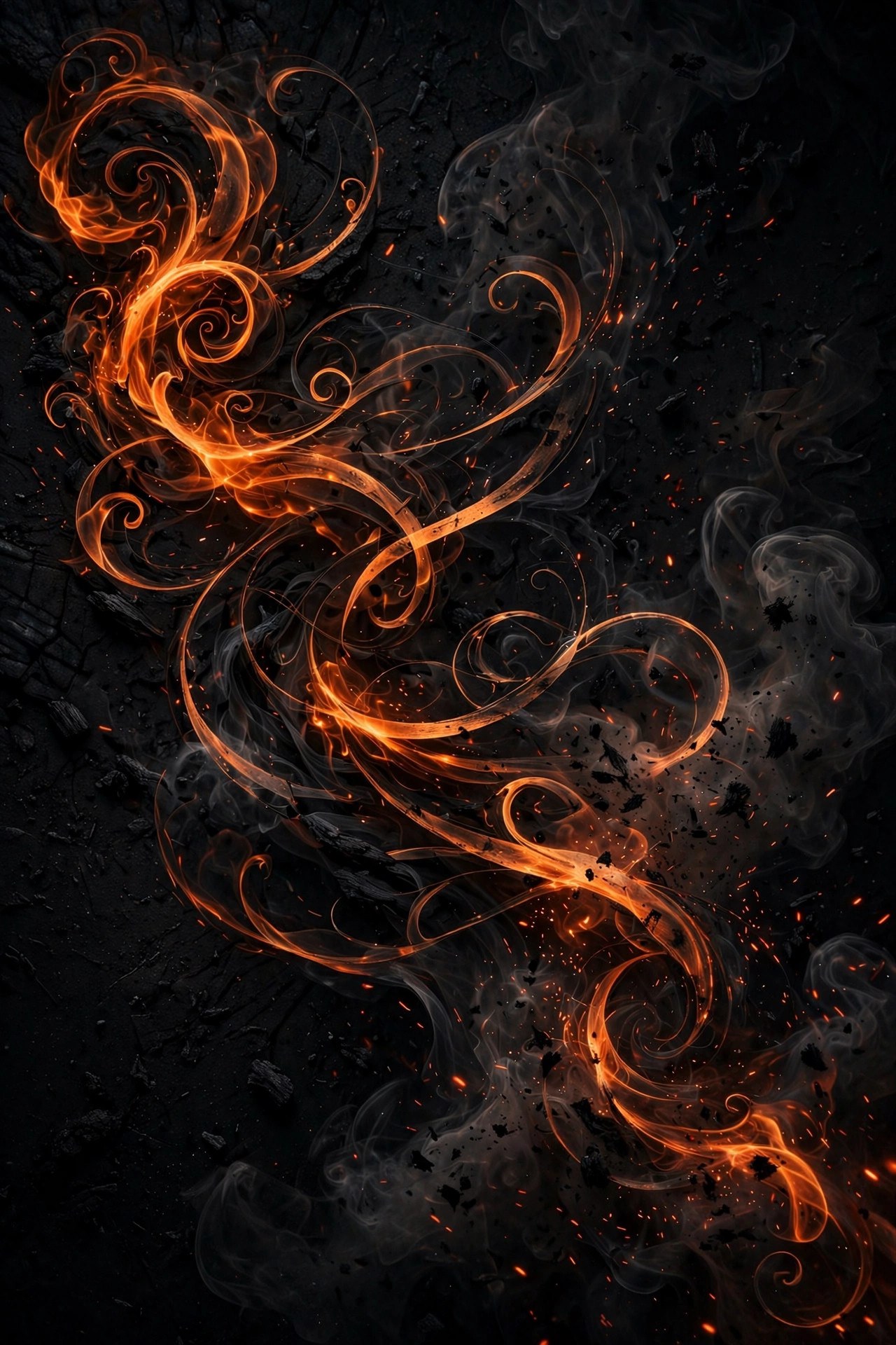 Burning letters forming names in the dark