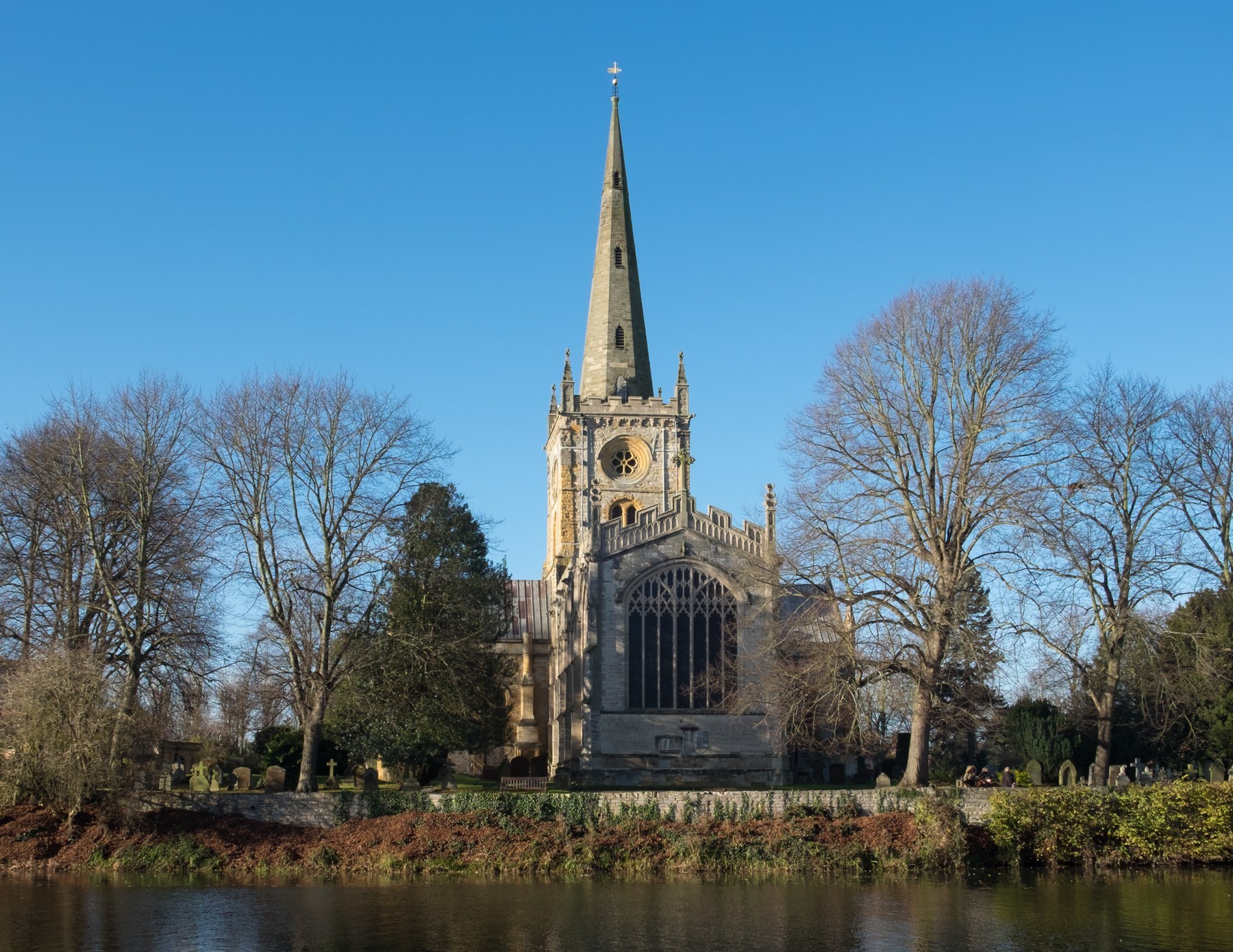 Holy Trinity Church in Stratford-upon-Avon, where Shakespeare was baptized in 1564 and buried in 1616