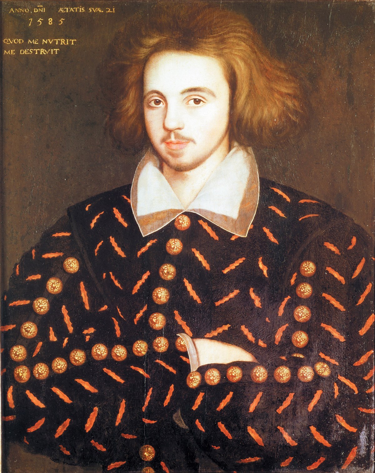 The portrait alleged to be Christopher Marlowe — one of the alternative authorship candidates, attribution of the sitter disputed