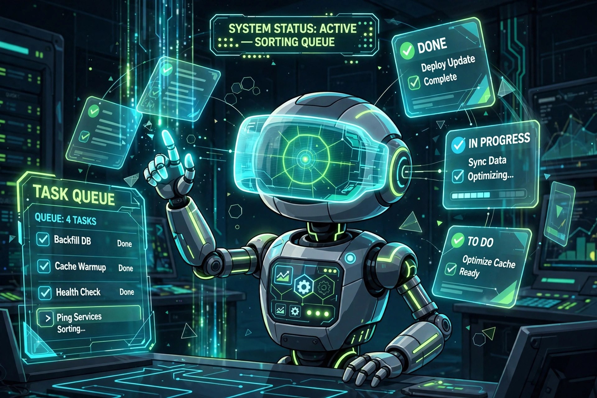 AI-generated illustration of the fictional Vizlings study-companion dashboard bot persona Study MCP