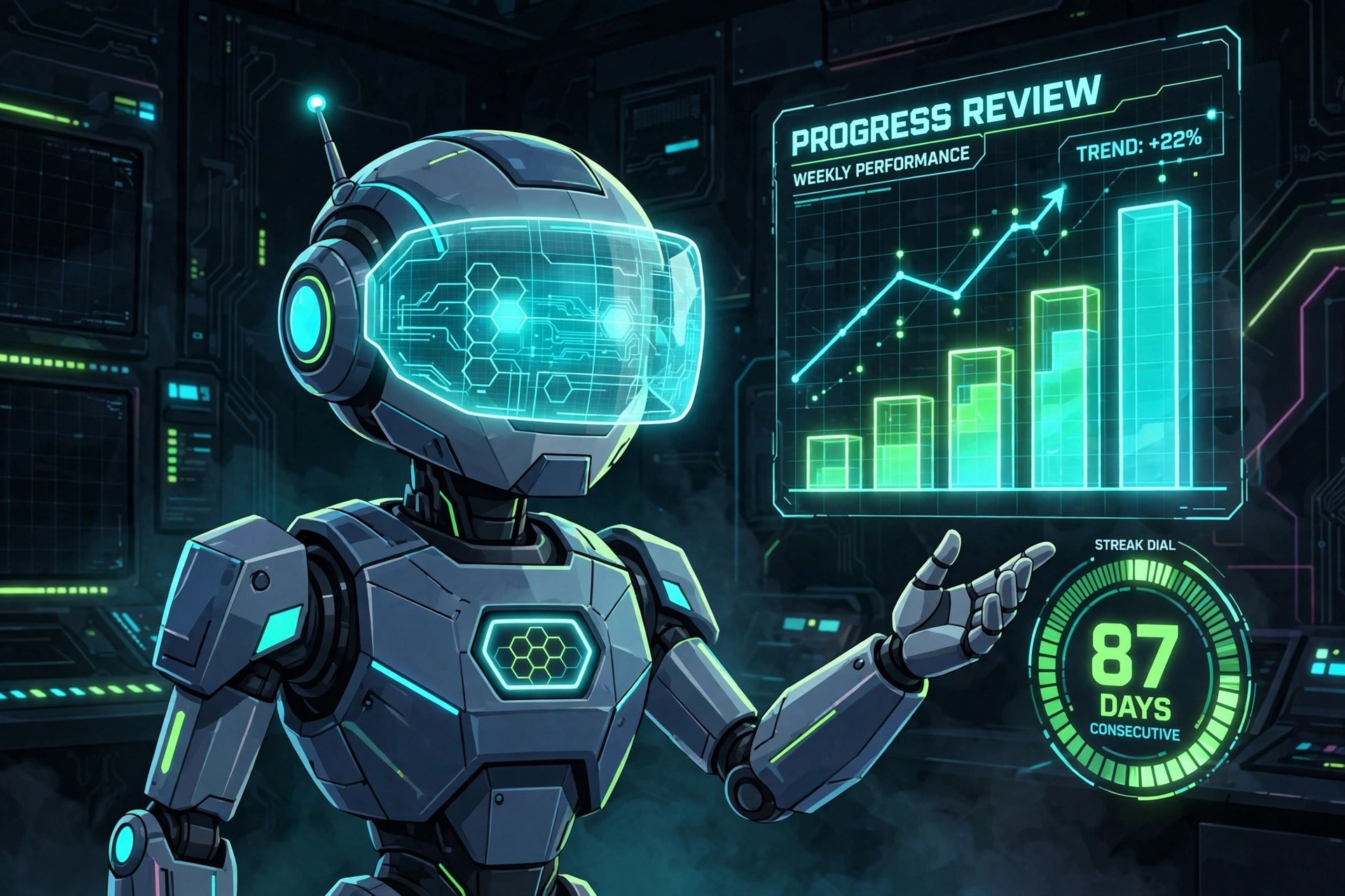 AI-generated illustration of the fictional Vizlings study-companion dashboard bot persona Study MCP