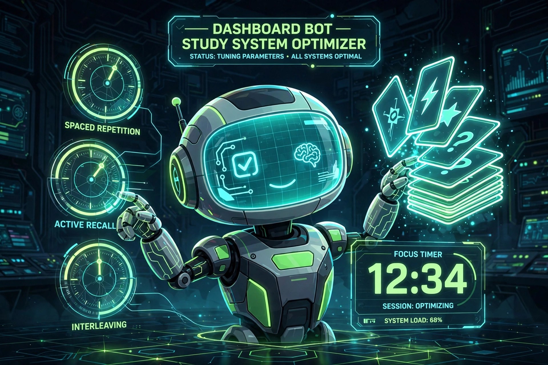 AI-generated illustration of the fictional Vizlings study-companion dashboard bot persona Study MCP