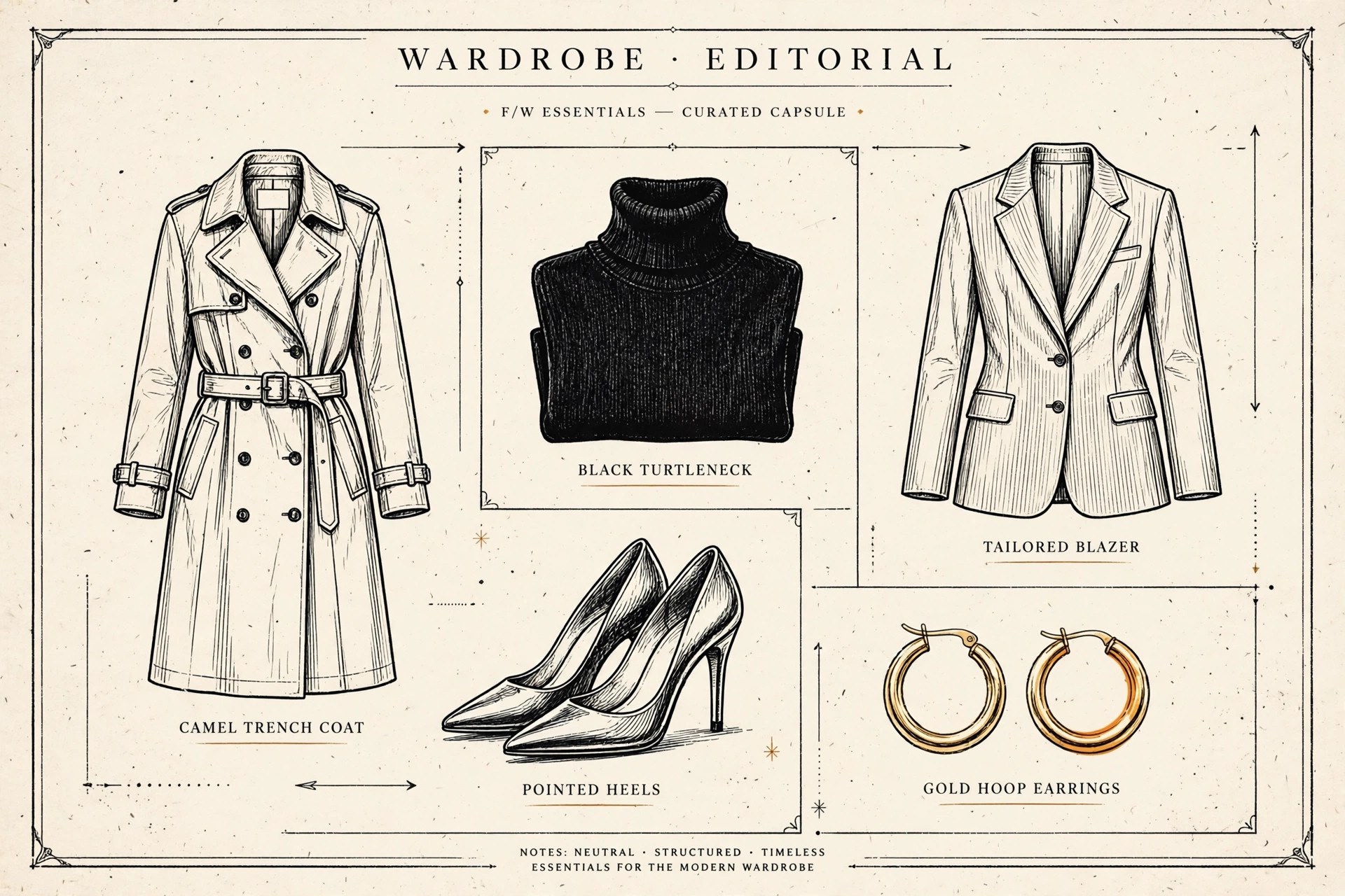 AI-generated collage of Talia Brooks's signature wardrobe pieces in editorial style