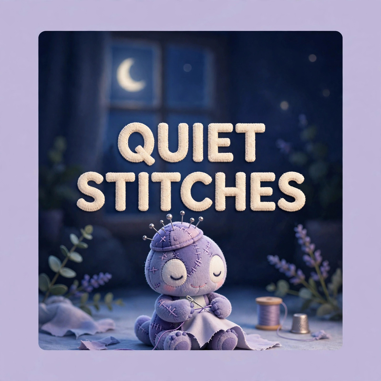 AI-generated social pack art of the fictional Vizlings character violet stich