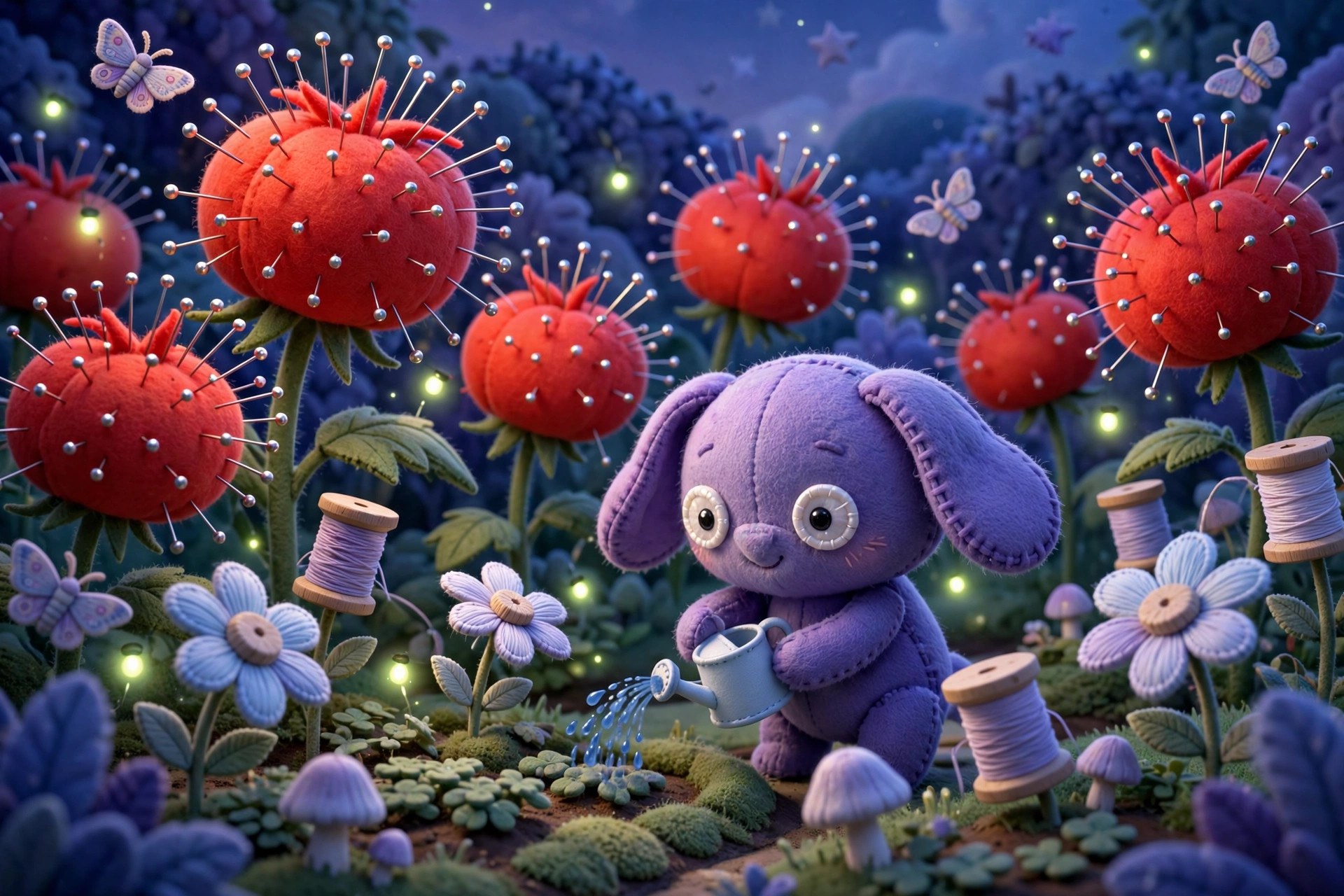 AI-generated scene art: Scene: The Pincushion Garden