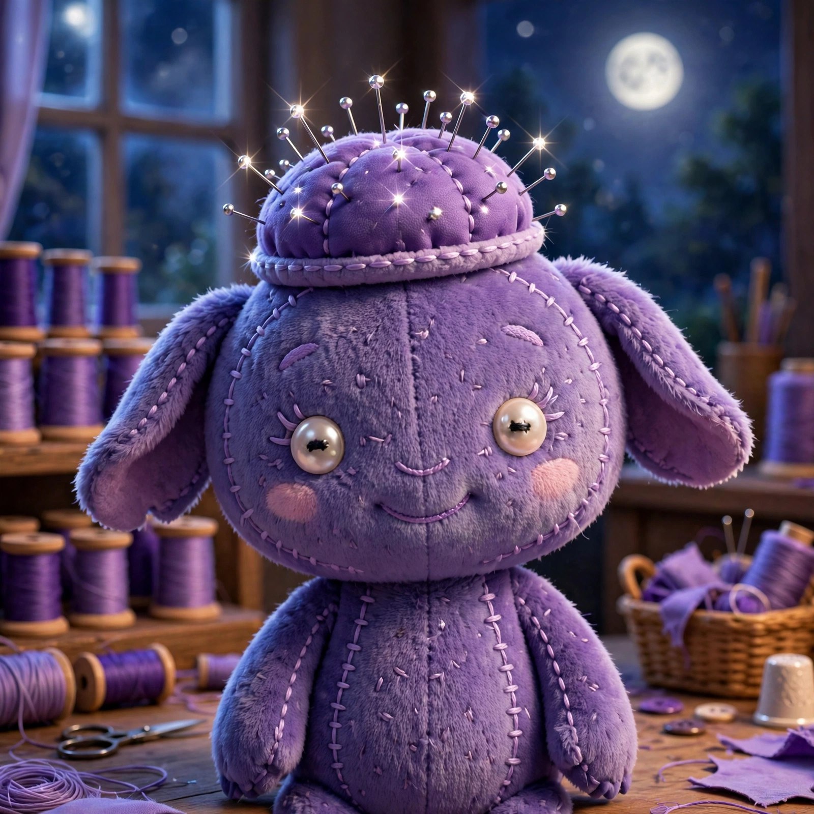 AI-generated portrait of the fictional Vizlings character violet stich