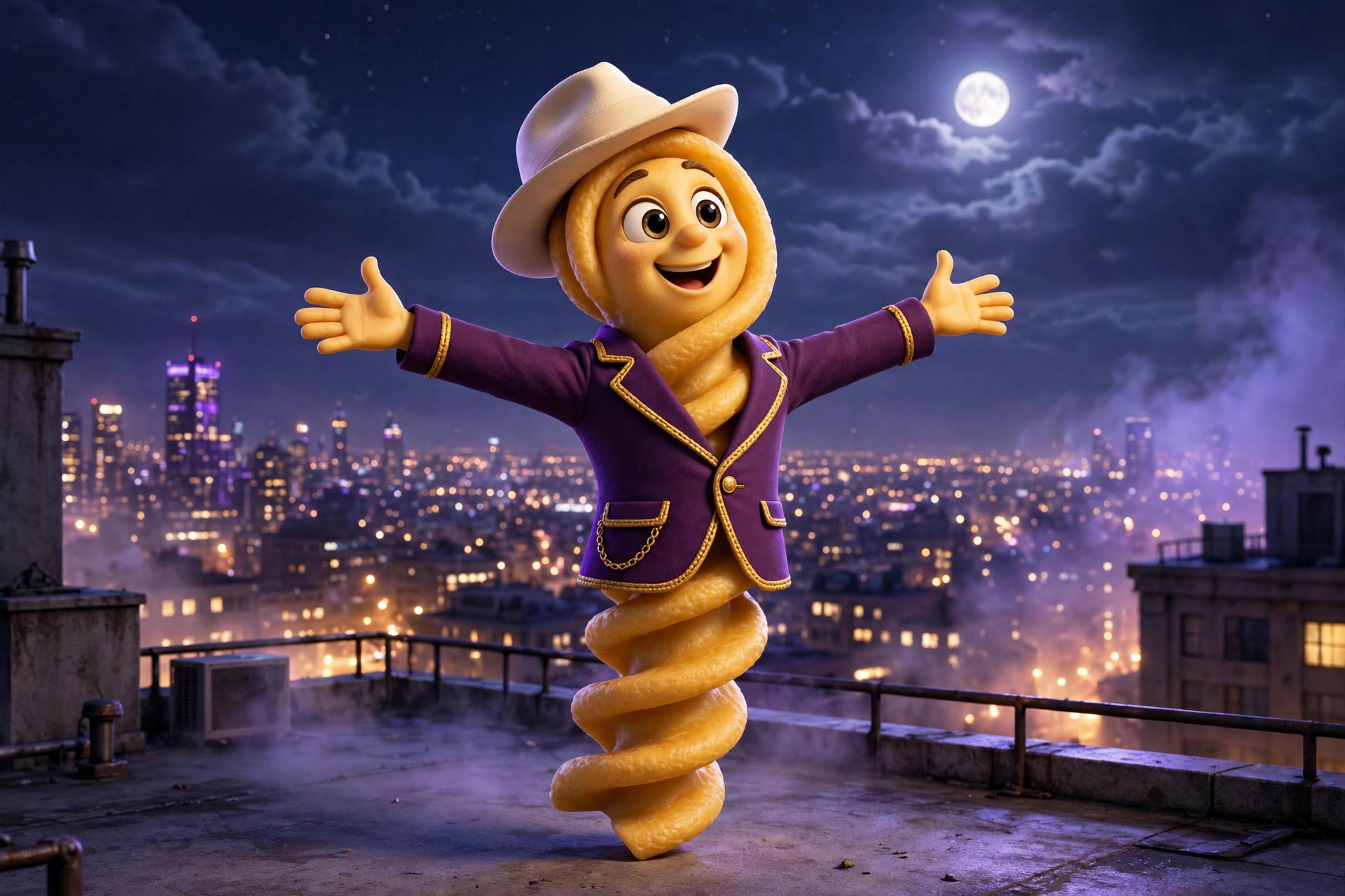 Whole Wheat Willie in a rooftop scene from an episode