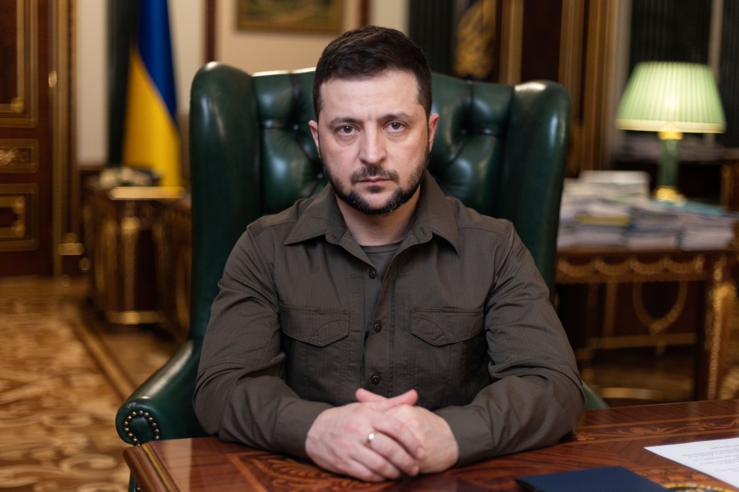 Volodymyr Zelenskyy addressing the nation after the Bucha massacre