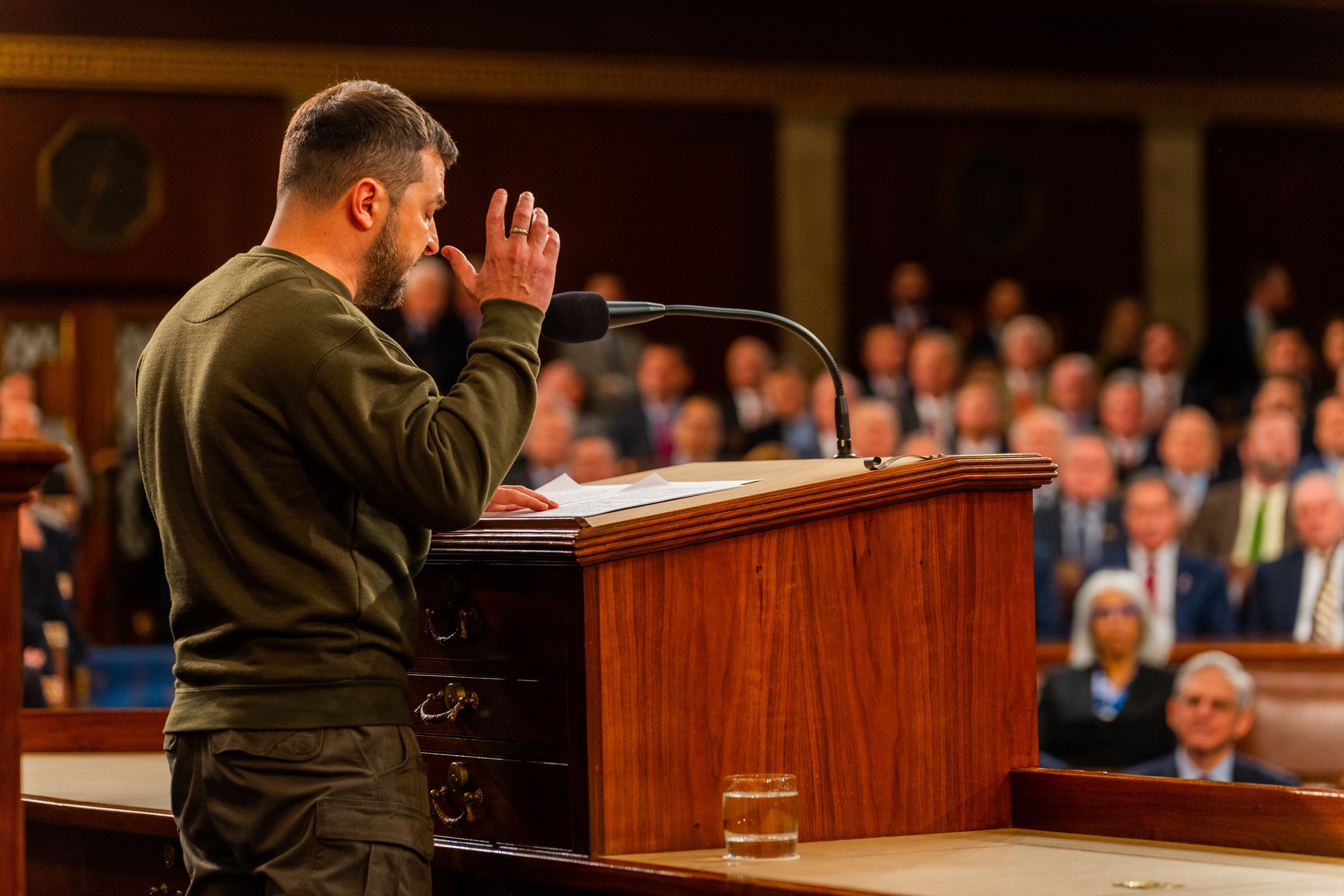 Volodymyr Zelenskyy speaking during a joint meeting of the U.S. Congress, 21 December 2022